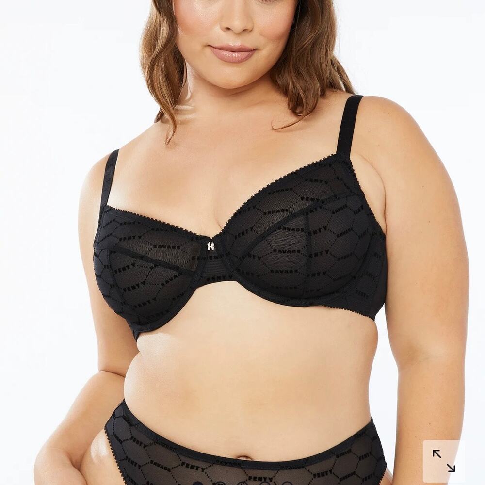 Savage X Fenty Flocked Logo Demi Bra, 40D